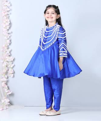 Electric blue peplum kurta set 3