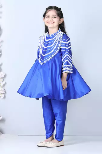 Electric blue peplum kurta set