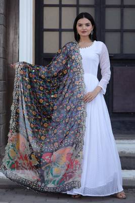 Georgette Thousand Butti Printed Gown With Dupatta 1