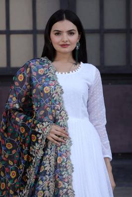 Georgette Thousand Butti Printed Gown With Dupatta 4