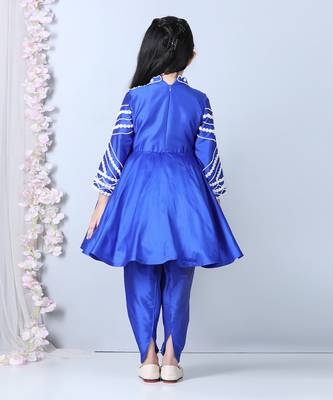 Electric blue peplum kurta set 4
