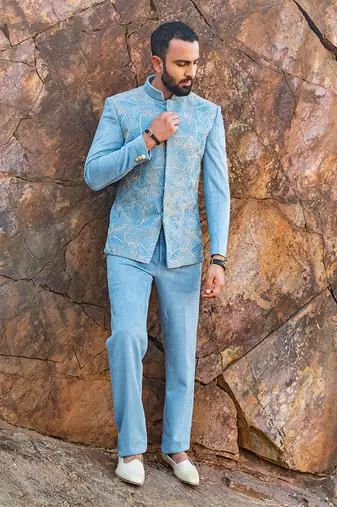 Sky Blue Coloured Bandgala