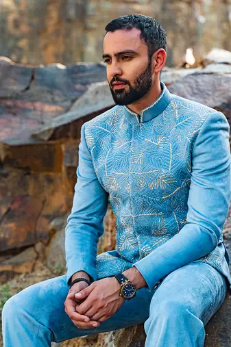 Sky Blue Coloured Bandgala