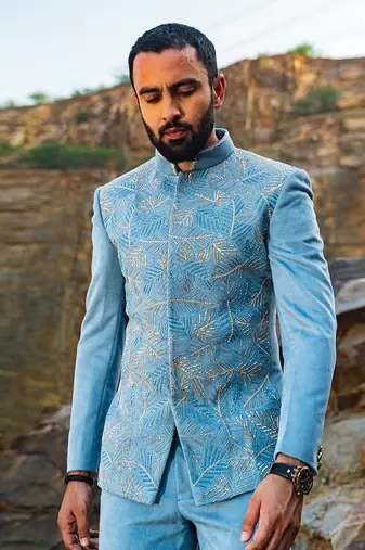 Sky Blue Coloured Bandgala