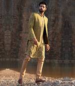 Mint Coloured Jodhpuri Kurta Set With Box Pants