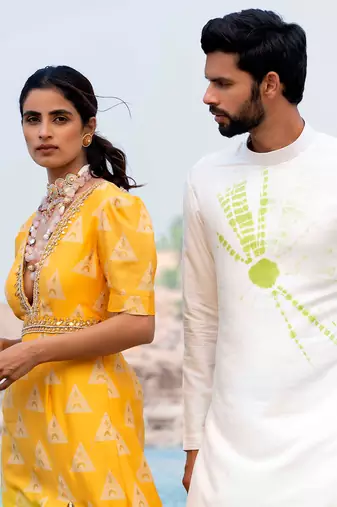 Pure White Kurta Jacket Set With Box Pants