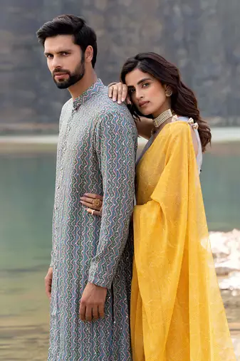 Multi Coloured Bandni Kurta With Box Pants