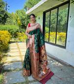 Green Soft Silk Paithani Designer Soft Silk Blend Saree