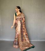 Mustard Soft Silk Blend Saree With Kalamkari Print