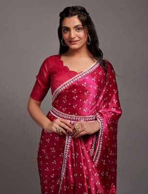 Pink Festival Bandhej Designer Printed Saree 2