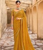 Mustard Ethnic Bandhej Print Festive Saree