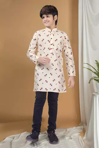 Hloom boys benaras silk printed kurta top - samar collection