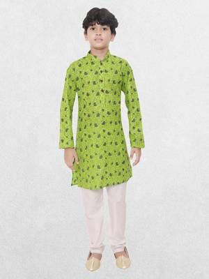 Hloom boys cotton printed kurta set -  mahir collection 1