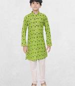 Hloom boys cotton printed kurta set -  mahir collection