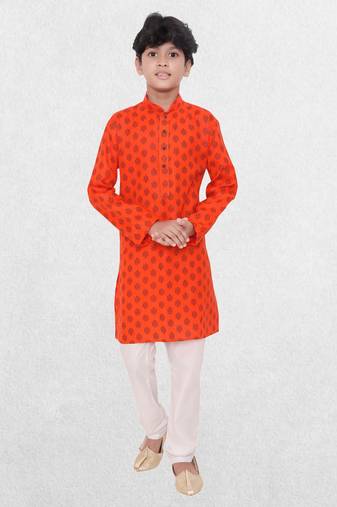 Hloom boys cotton printed kurta set -  mahir collection
