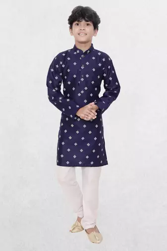 Hloom boys benaras silk printed kurta set-samar collection