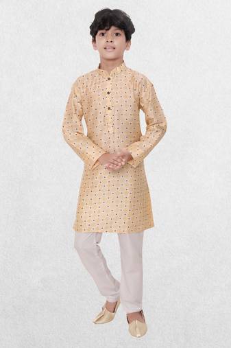 Hloom boys benaras silk printed kurta set-samar collection