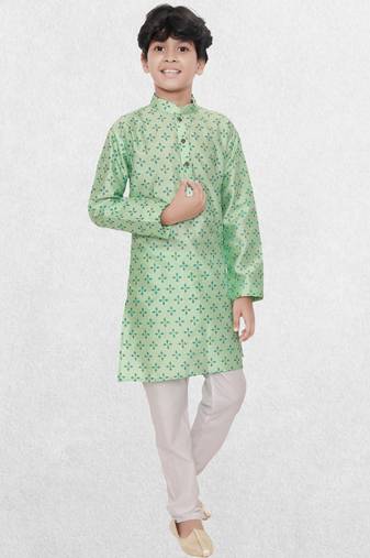Hloom boys benaras silk printed kurta set-samar collection
