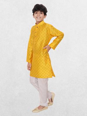 Hloom boys benaras silk printed kurta set-samar collection 3