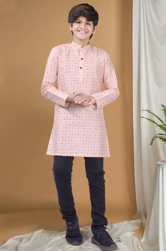Hloom boys benaras silk printed kurta set-samar collection