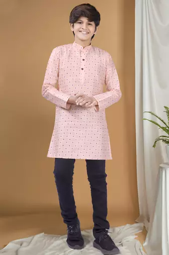 Hloom boys benaras silk printed kurta set-samar collection
