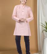 Hloom boys benaras silk printed kurta set-samar collection