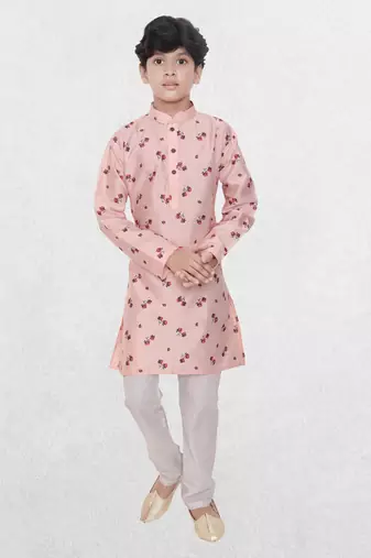 Hloom boys benaras silk printed kurta set-samar collection