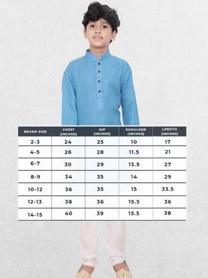 Blue printed cotton boys-kurta-pyjama 5