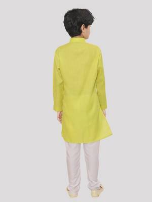 Green printed cotton boys-kurta-pyjama 2