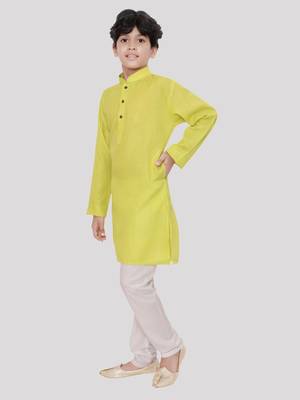 Green printed cotton boys-kurta-pyjama 3