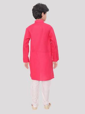 Pink printed cotton boys-kurta 2