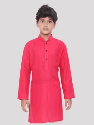 Pink printed cotton boys-kurta 4