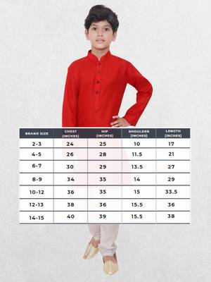 Red printed cotton boys-kurta-pyjama 5