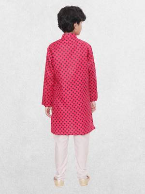 Pink printed cotton boys-kurta-pyjama 2