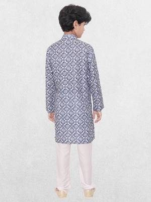 Pink printed cotton boys-kurta 2