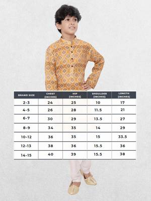 Green printed cotton boys kurta 5
