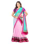 Pink embroidered net unstitched lehenga-choli