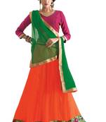 Pink embroidered net unstitched lehenga-choli