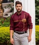 Maroon red sparta handpainted cotton shirt