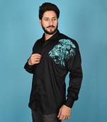 Black lion king handpainted cotton shirt