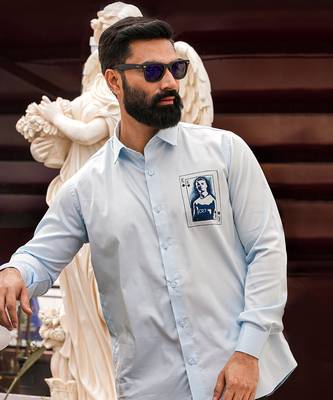 Light blue king ronaldo handpainted cotton shirt 3