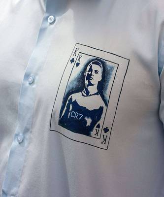 Light blue king ronaldo handpainted cotton shirt 4