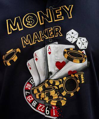 Navy blue money maker handpainted cotton shirt 4