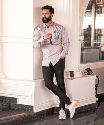 Grey tusker handpainted cotton shirt 1
