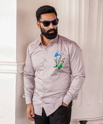 Grey tusker handpainted cotton shirt 2