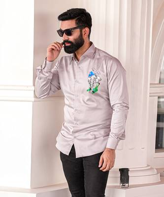 Grey tusker handpainted cotton shirt 3