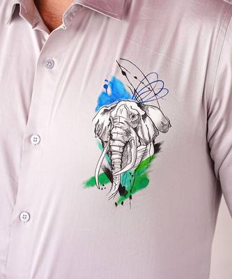 Grey tusker handpainted cotton shirt 4