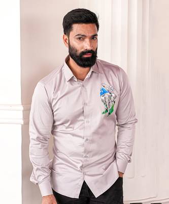 Grey tusker handpainted cotton shirt 5