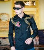 Black the python handpainted cotton shirt