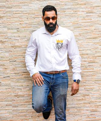 White the ruler handpainted cotton shirt 1